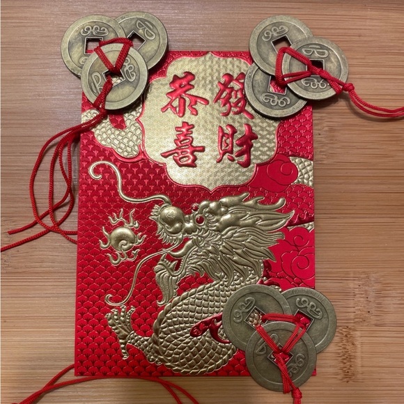 Year of the Dragon Money Luck Envelope 3 feng Shui Coin Set - Picture 3 of 12